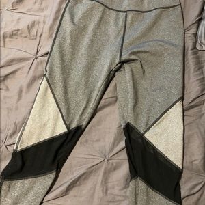 Grey full length leggings with mesh detail